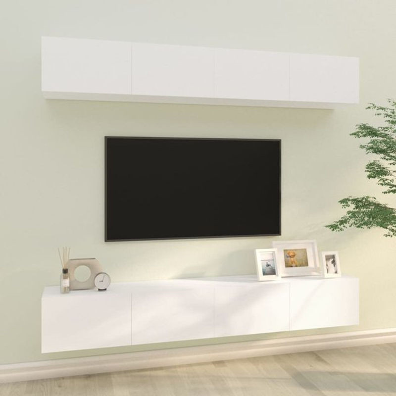 4er-Set Vidaxl TV-Wandschränke in Weiß, klassisch und minimalistisch, B/T/H: 100 x 30 x 30 cm - Bild 1