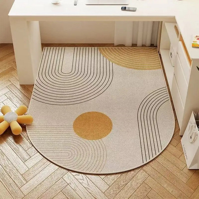 VIKAMA Schreibtisch-Drehstuhlunterlage im Wabi-Sabi-Stil, rutschfeste und verschleißfeste Bodenmatte für Büro und Schlafzimmer, halbkreisförmig, abstraktes Design - Bild 1
