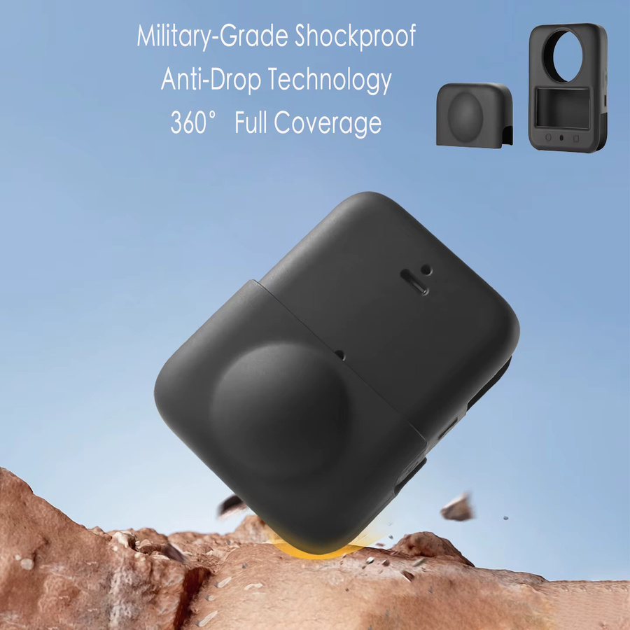 DJI OSMO 360 Erweiterungs-Zubehör Kit mit Silikon-Schutzhülle und HD-Gehärtetem Glas Objektivschutz in Schwarz - Bild 3