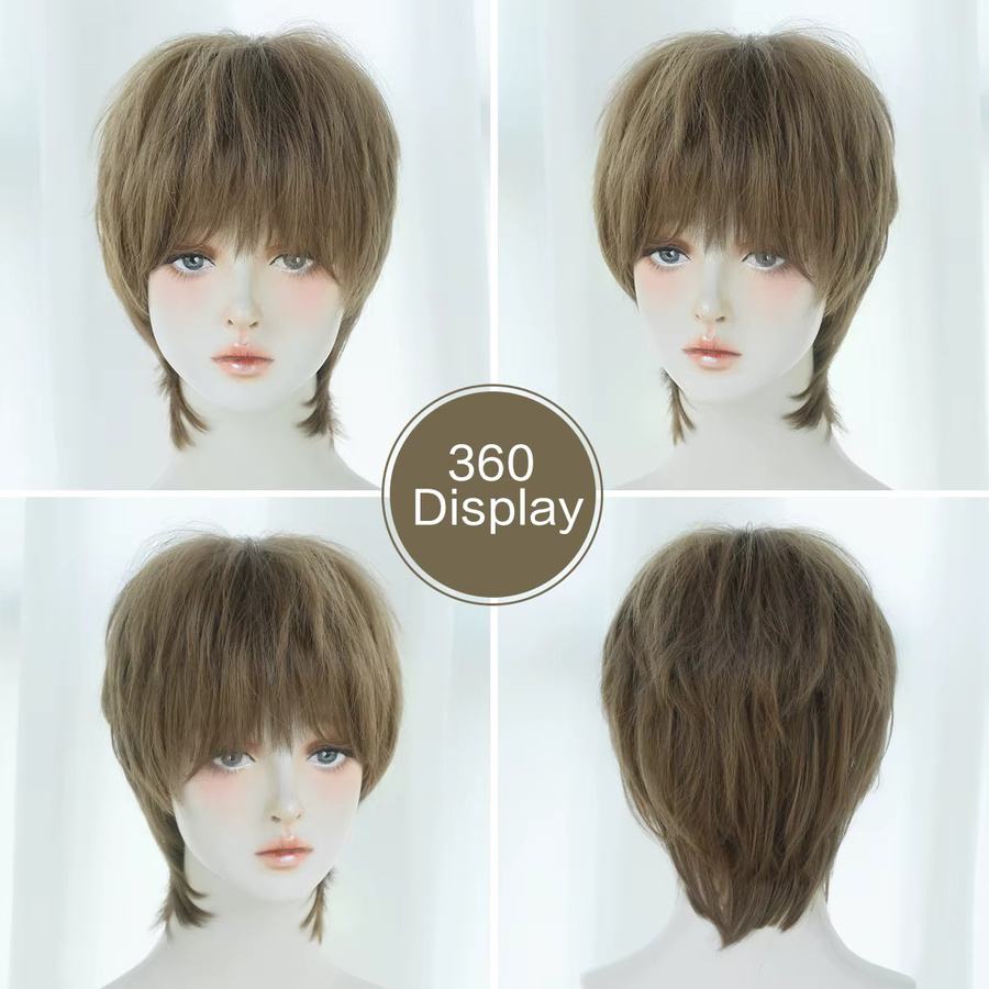 7JHH WIGS Perücke, Bob-Perücke, honigbraun, kurz, glatt, Damen - Bild 4