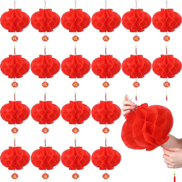 Rote chinesische Papierlaternen als Festivaldekoration für Neujahr, Hochzeit und Restaurant, Durchmesser: 25,4 cm - Bild 1
