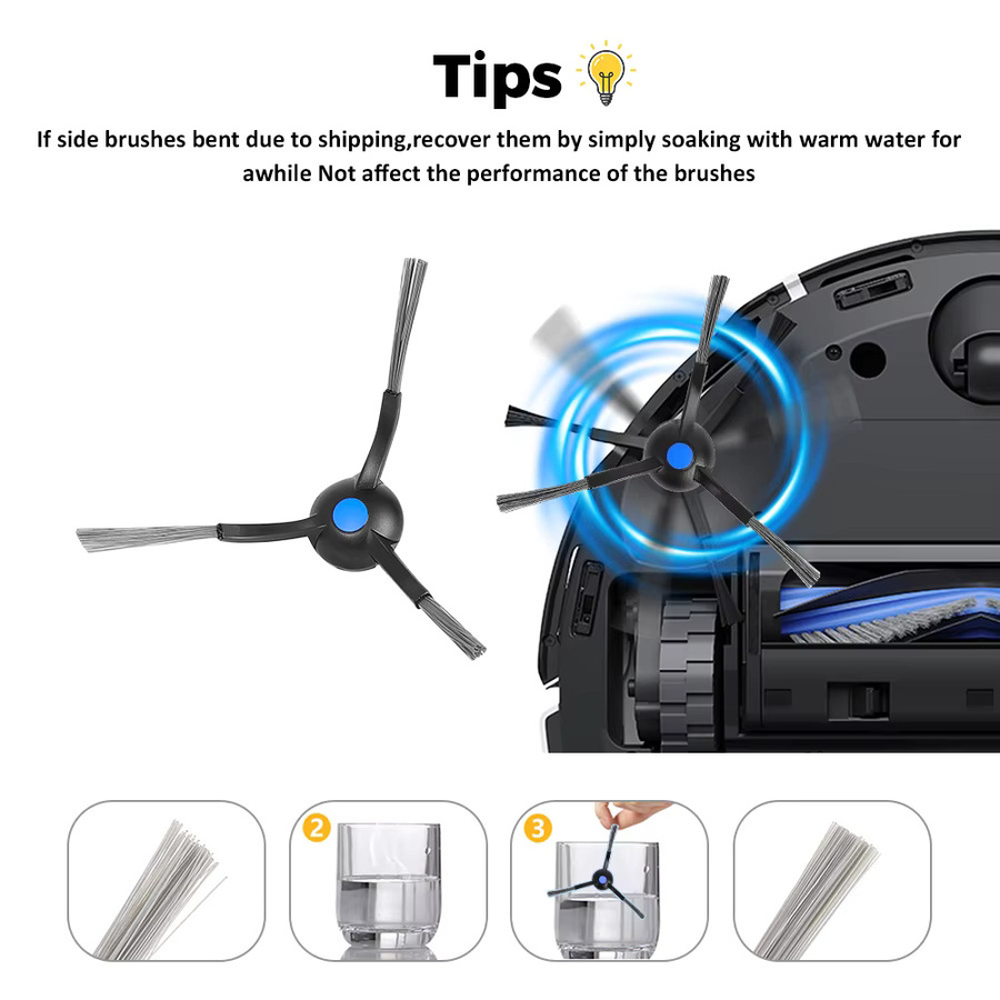 Ecovacs Deebot Seitenbürsten-Ersatzteile in Schwarz für T30, T30 PRO, T30 MAX, N20 PRO, N20 PLUS, T30S, T30SAI und T30 PRO Omni Roboterstaubsauger - Bild 2
