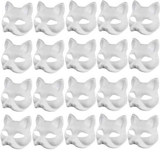 JoyJive DIY Masken Katzengesicht, 20-teiliges Set, Weiß - Bild 1