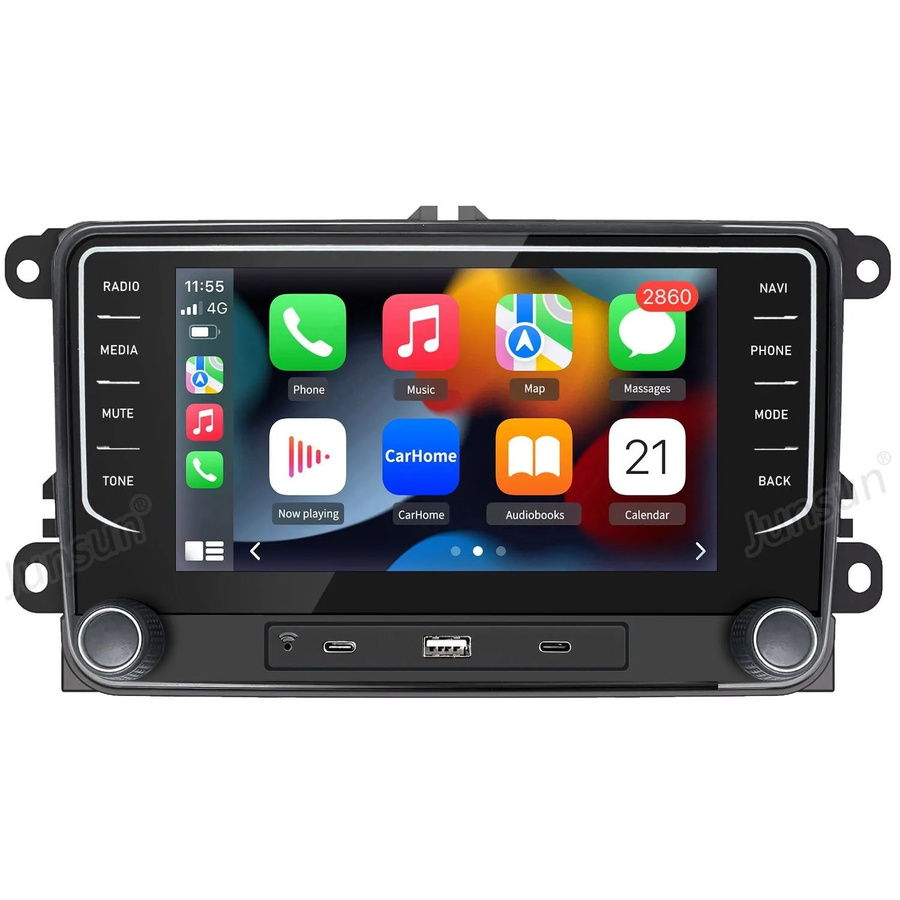 Junsun Autoradio für VW Golf 5 6 T5 Tiguan mit 7 Zoll Display, Bluetooth, GPS, Wi-Fi und USB in Schwarz - Bild 2