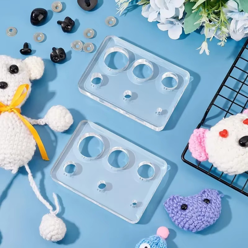 2 Stück Sicherheits-Augen-Einführwerkzeug aus transparentem Kunststoff zum Anbringen von Sicherheitsaugen und Unterlegscheiben für Amigurumi und Bastelarbeiten - Bild 4
