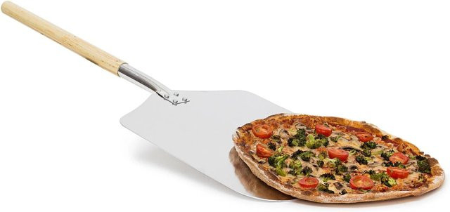 Relaxdays Pizzaschaufel aus Aluminium mit Holzgriff in Silber, B/T/H: 79 x 30,5 x 3 cm - Bild 1