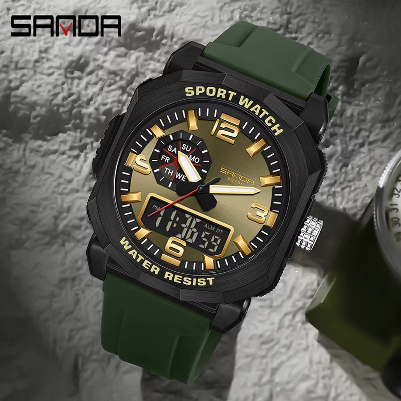 SANDA Armbanduhr, Herren, Analog-Digital, Quarz, Kunststoff, Schwarz - Bild 2