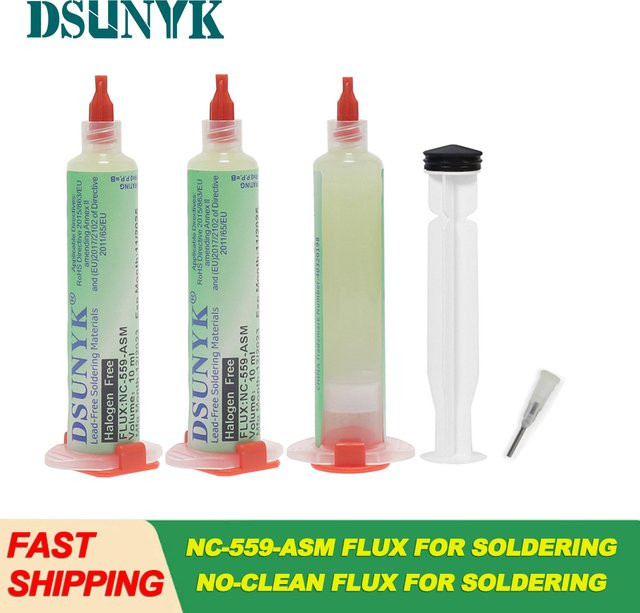 DSUNYK NC-559-ASM No-Clean Flux zum Löten für SMD BGA Reballing, halogenfrei, 10 cc - Bild 1
