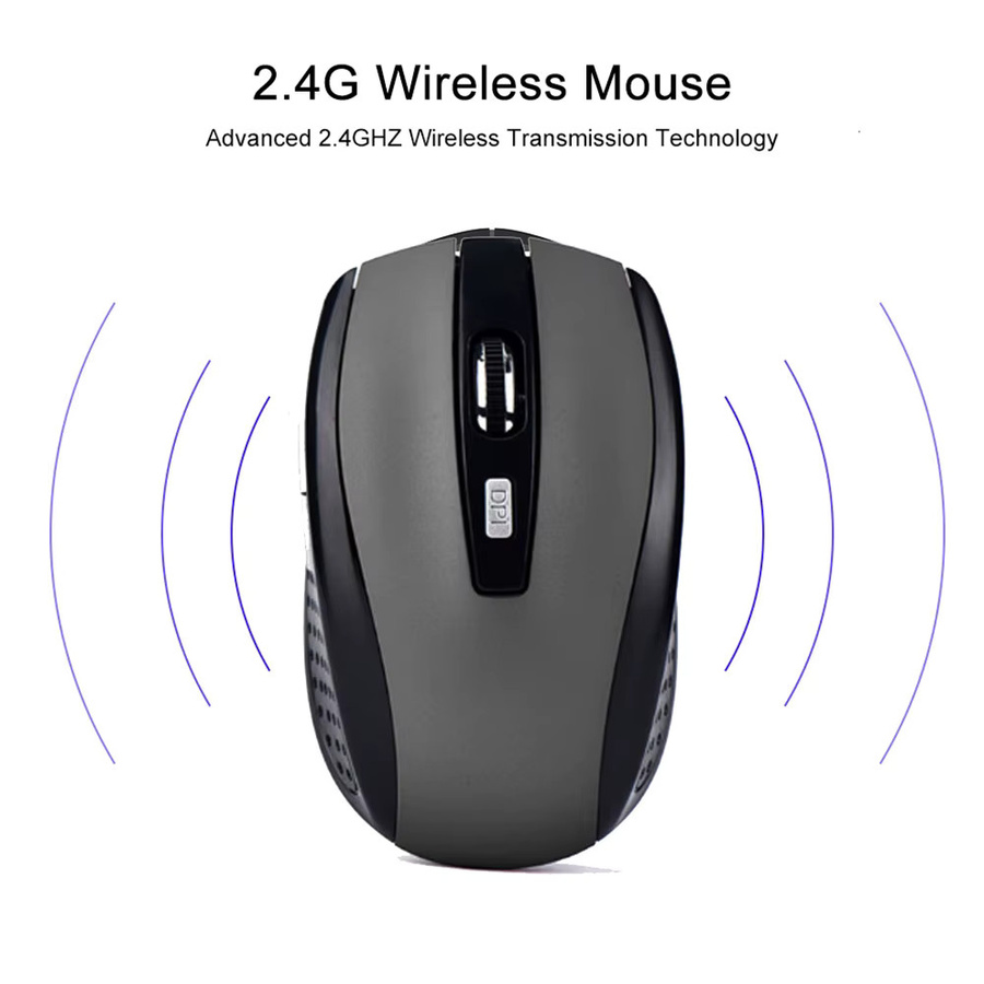 Kebidumei 2,4G Drahtlose Gaming Maus mit 6D Optik, geräuschlos und schlank, DPI 1600, in Schwarz oder Grau - Bild 4
