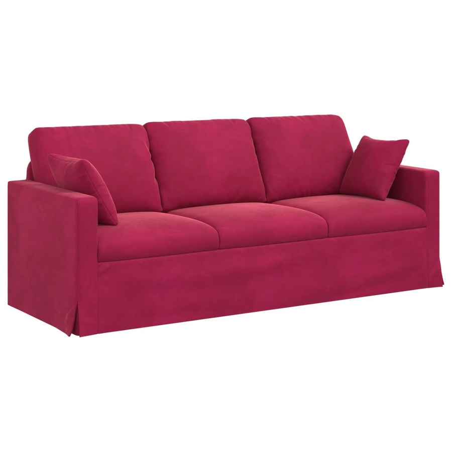 vidaXL Sofa in Weinrot aus Samt mit Metallrahmen B/T/H: 198 x 78 x 80 cm - Bild 2