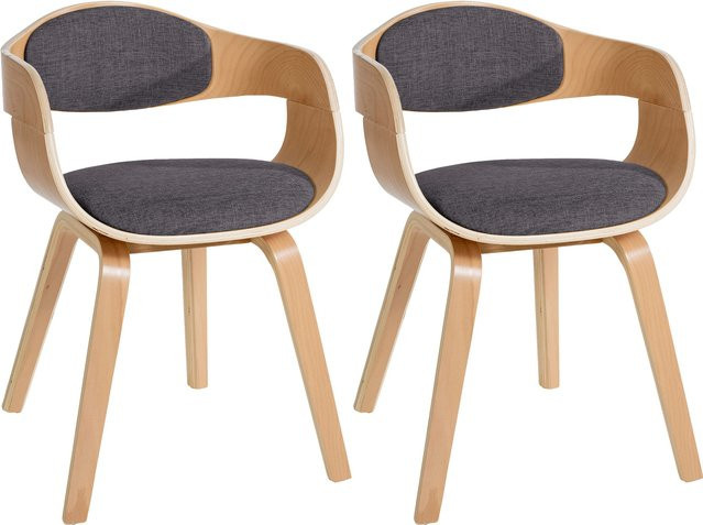 CLP 2er Set Esszimmerstühle Kingston ergonomisch mit umlaufender Rückenlehne, Holzgestell, grau, Stoff - Bild 1