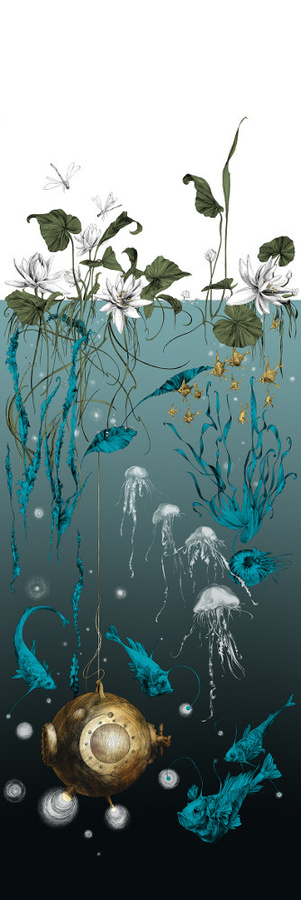 Edmond Petit Meeres-Tapete Nautilus gauche in Schwarz und Blau aus Vlies - Bild 1