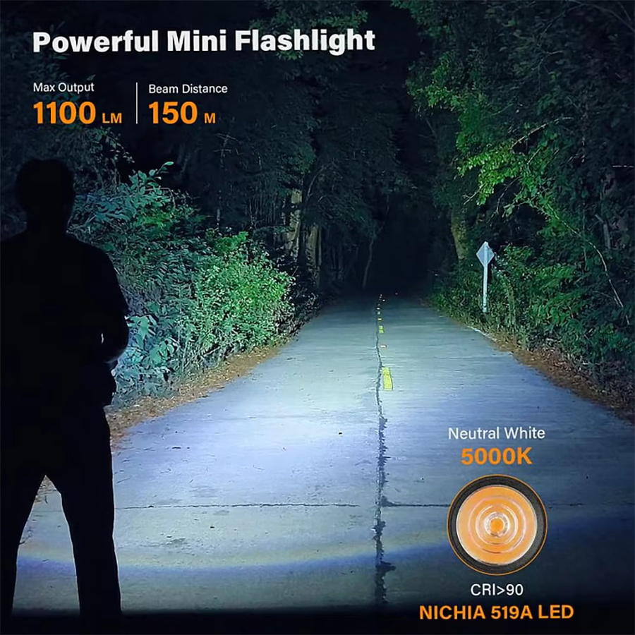 Sofirn SC13 Mini LED Taschenlampe mit 519A LED, 1100 lm, 5000K, wiederaufladbar mit Magnet - Bild 2