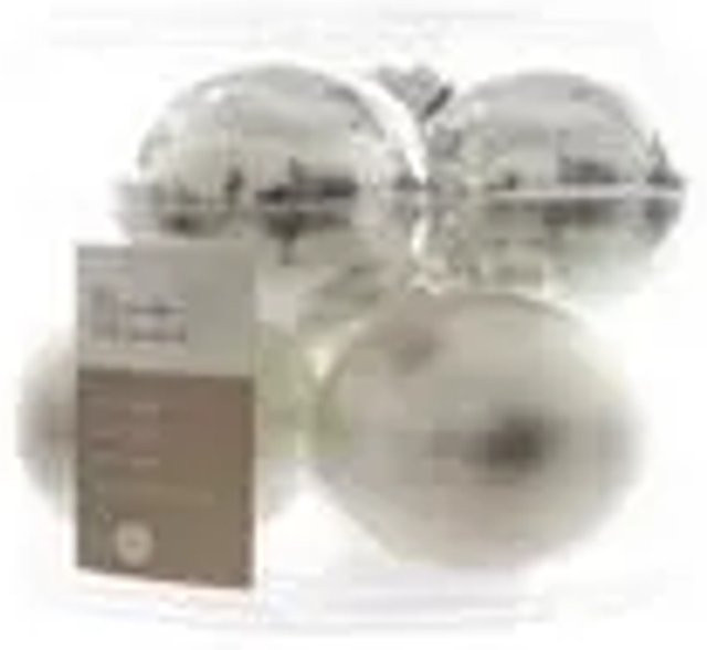 Kaemingk Weihnachtsbaumkugeln aus Glas in Silber, 6 Stück, Durchmesser: 8 cm, matt und glänzend - Bild 1