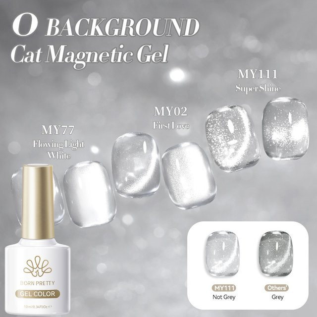 BORN PRETTY Cat Magnetic Eye Gel Polish, White, 10 ml, Glänzend - Bild 1