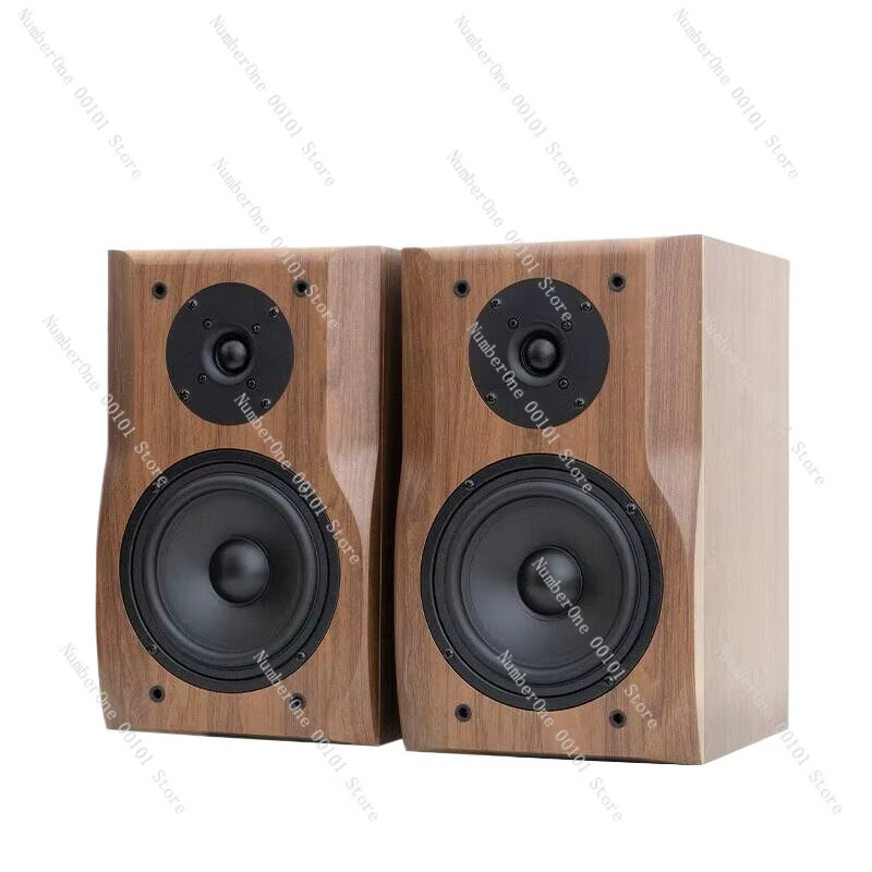HIFI-Regallautsprecher 2.0 Set aus Holz, passives 2-Wege-Paar, 6,5 Zoll, Braun - Bild 2