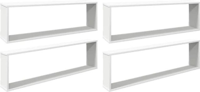 vidaXL Würfelregale Set 4 Stück Weiß aus MDF, Wandregale Modern, B/H/T: 100 x 30 x 15 cm - Bild 1