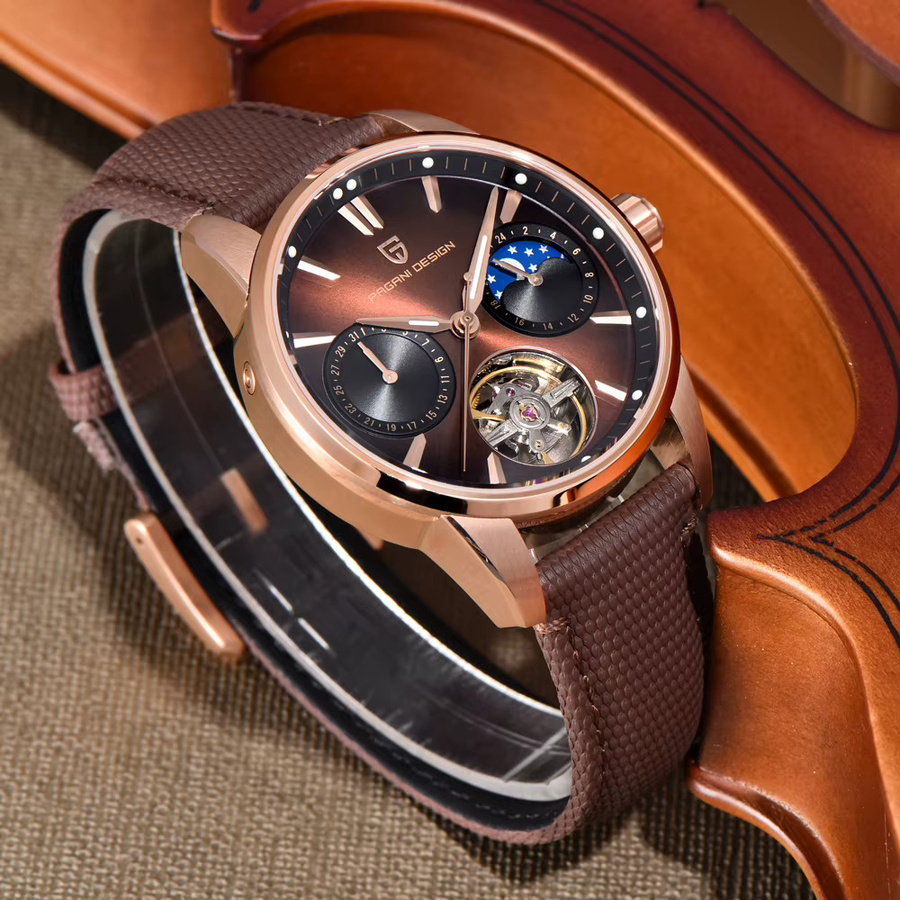PAGANI DESIGN Armbanduhr, Automatik, Gold, Mondphase, Herren - Bild 2
