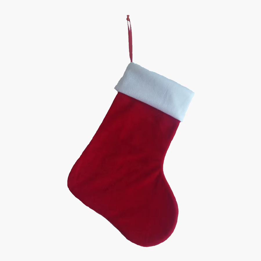 Atceawit Weihnachtssocken als personalisierte Geschenktüte in Rot und Weiß mit weißer Plüschmanschette zur Kamindekoration - Bild 3