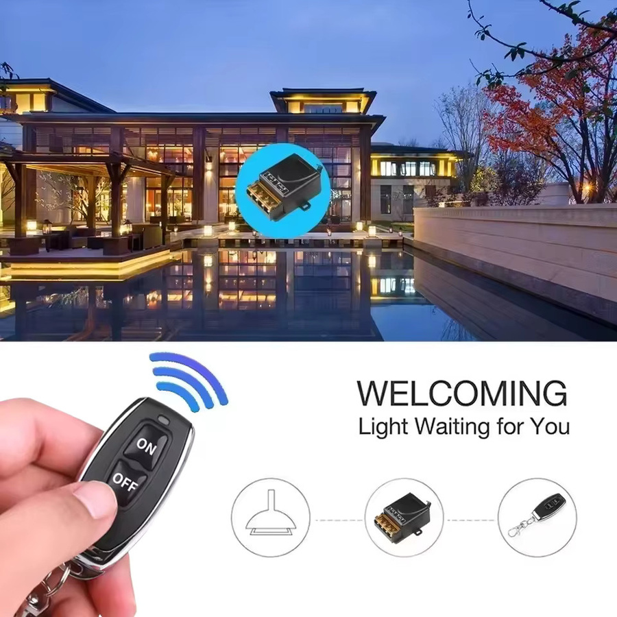 GGBEE Drahtloser Fernbedienungsschalter 433MHz mit Relais-Empfänger und Sender für Wasserpumpenmotor und LED, Schwarz, AC 75-220V/DC 9-72V 30A - Bild 2