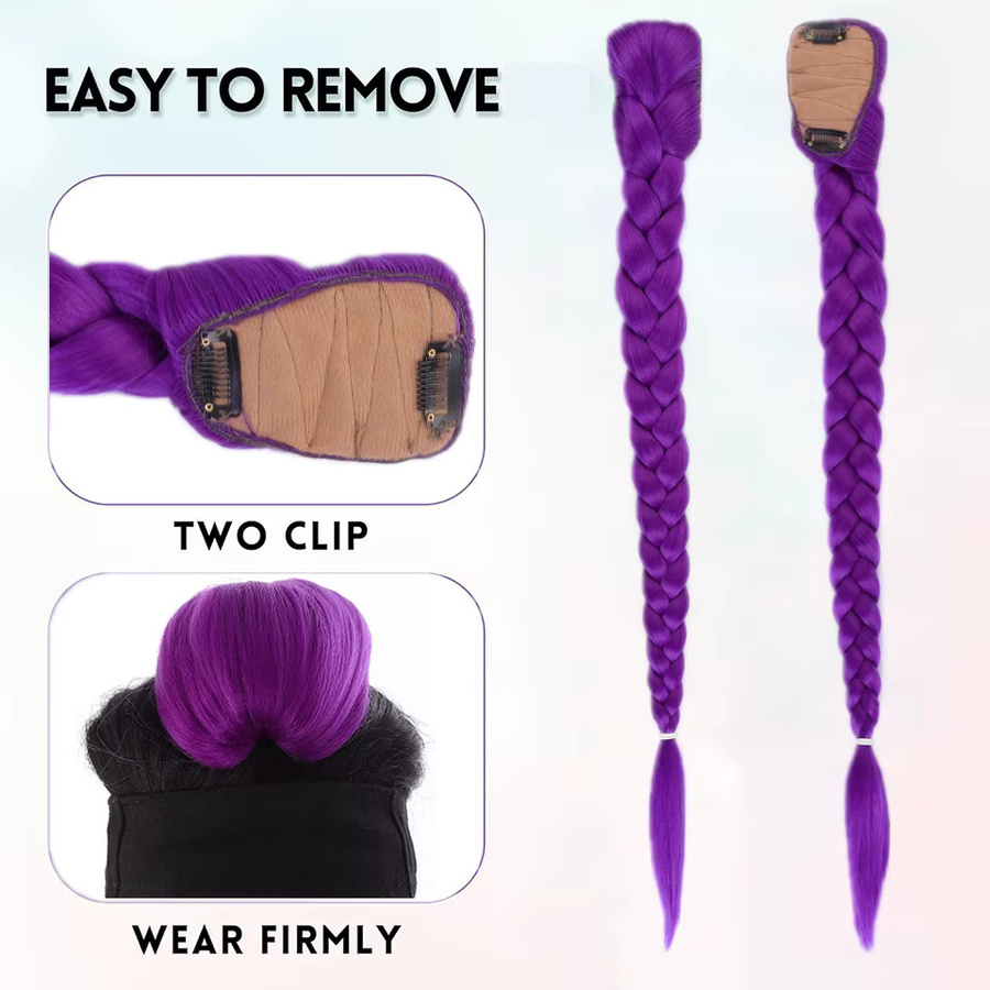 allaosify Haarverlängerung BB Clip Zöpfe, lila, Damen, 26 Zoll - Bild 3