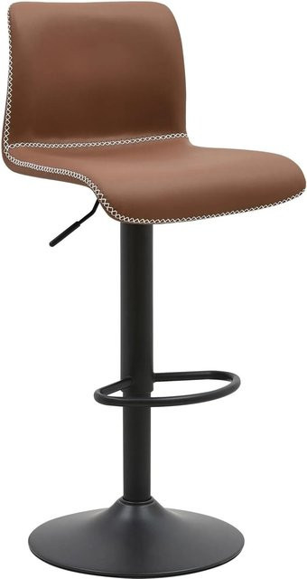 DELUKE Barhocker RANOR Barstuhl aus Kunstleder in Braun, höhenverstellbar, drehbar mit Lehne, B/T/H: 41 x 47 x 85 cm - Bild 1