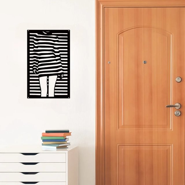 Minimalistische Metall-Wandkunst CIFBUY mit weiblichen Silhouetten in Schwarz - Bild 1