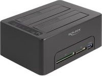 Delock SATA 6Gb/s Dual Dockingstation mit Kartenleser für 2.5 und 3.5 Zoll HDD/SSD, USB 3.2 Gen 1, Schwarz (64183) - Bild 1