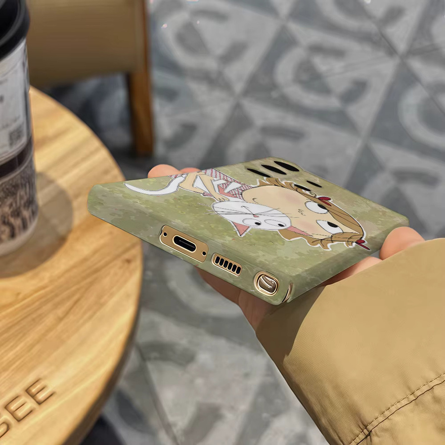 Stoßfeste Samsung Galaxy Handyhülle mit verspieltem Mädchen- und Katzenmuster für Galaxy S25 Ultra, S24 und S23 Ultra Plus in robuster Doppelschicht-Bauweise - Bild 4
