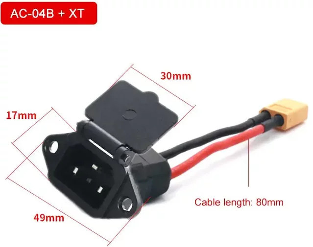 DIVEDEER Elektrischer E-Bike Ladekabel Adapter AC-04B mit Ellenbogen Stecker Männlich und Weiblich in Schwarz - Bild 1