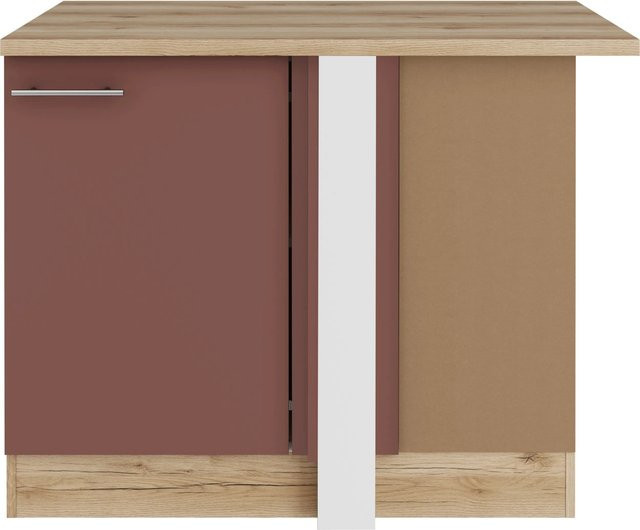 OPTIFIT Bari407 Küchen-Eck-Unterschrank in Rostrot matt mit modernem Design und melaminbeschichteter Qualitätsspanplatte, Breite: 110 cm - Bild 1