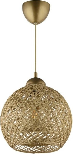 Opviq Pendelleuchte aus Baumwolle in Gold/Beige mit E27 Fassung, B/H/T: 22 x 54 x 22 cm - Bild 1