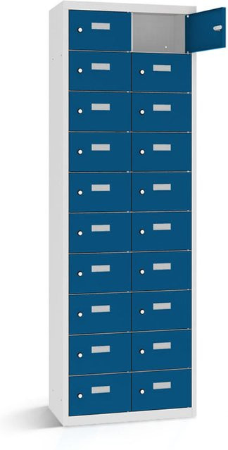 rotstahl Wertfachschrank mit 20 Fächern, dunkelblau, B/T/H: 80 x 30 x 180 cm - Bild 1