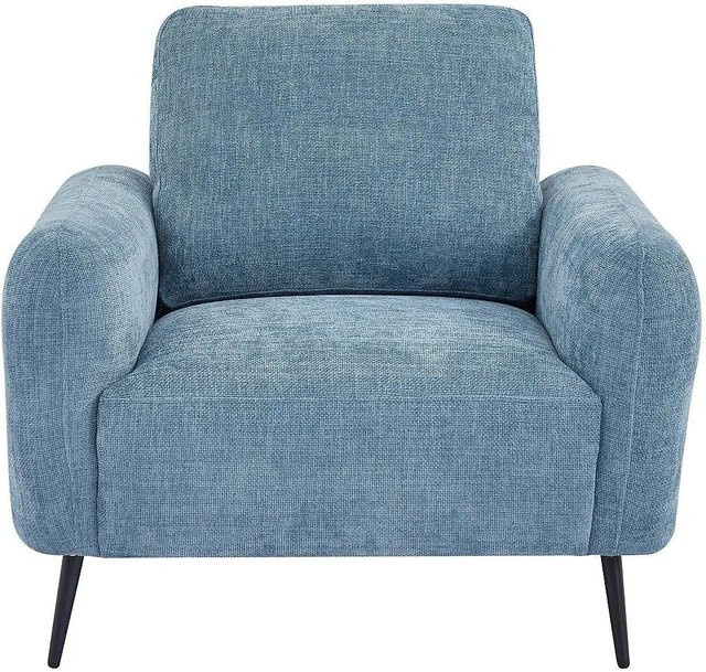 Vente-unique Sessel mit gerader Rückenlehne und Armlehnen in Blau, Höhe: 96 cm - Bild 1