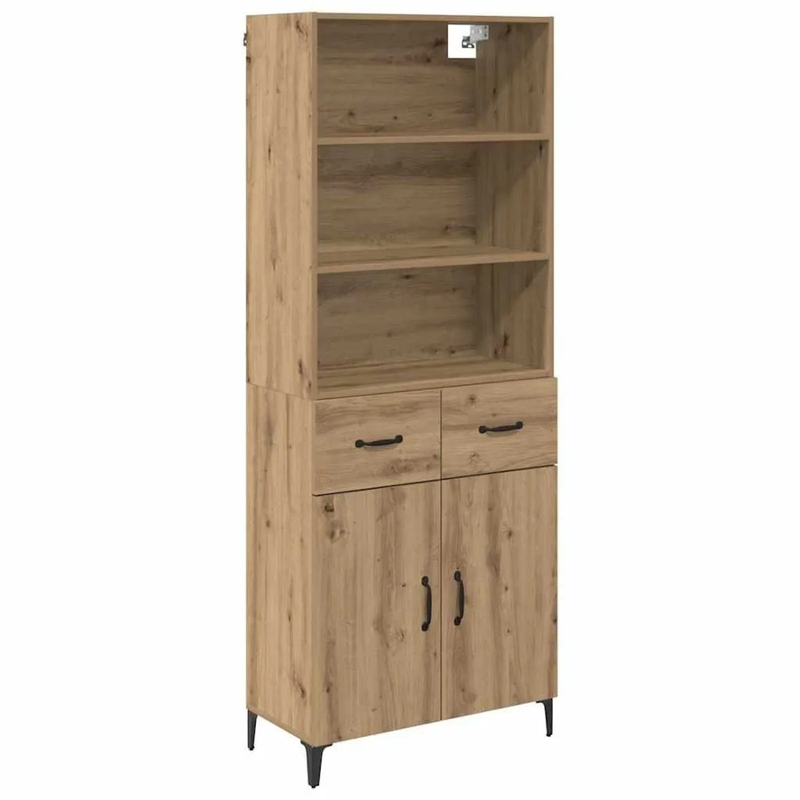 vidaXL Highboard Artisan-Eiche in Braun mit Türen und Schubladen, B/T/H: 69,5 x 34 x 180 cm - Bild 2