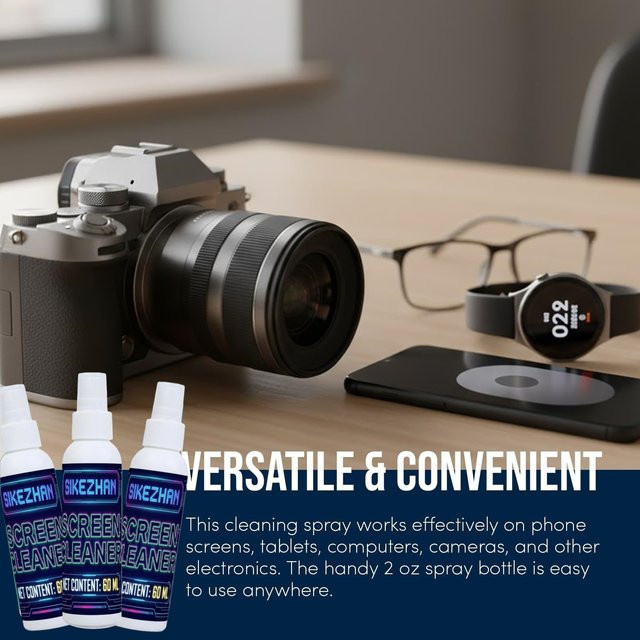 SIKEZHAN Bildschirmreiniger-Spray Weiß, 60 ml – Streifenfreie Reinigung für Telefon, Laptop, TV, Monitor und Brillen, ammoniakfrei - Bild 1