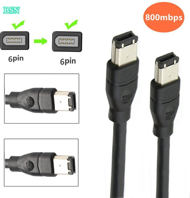 BSN IEEE1394A Firewire Datenkabel 6P auf 6P in Schwarz - Bild 1