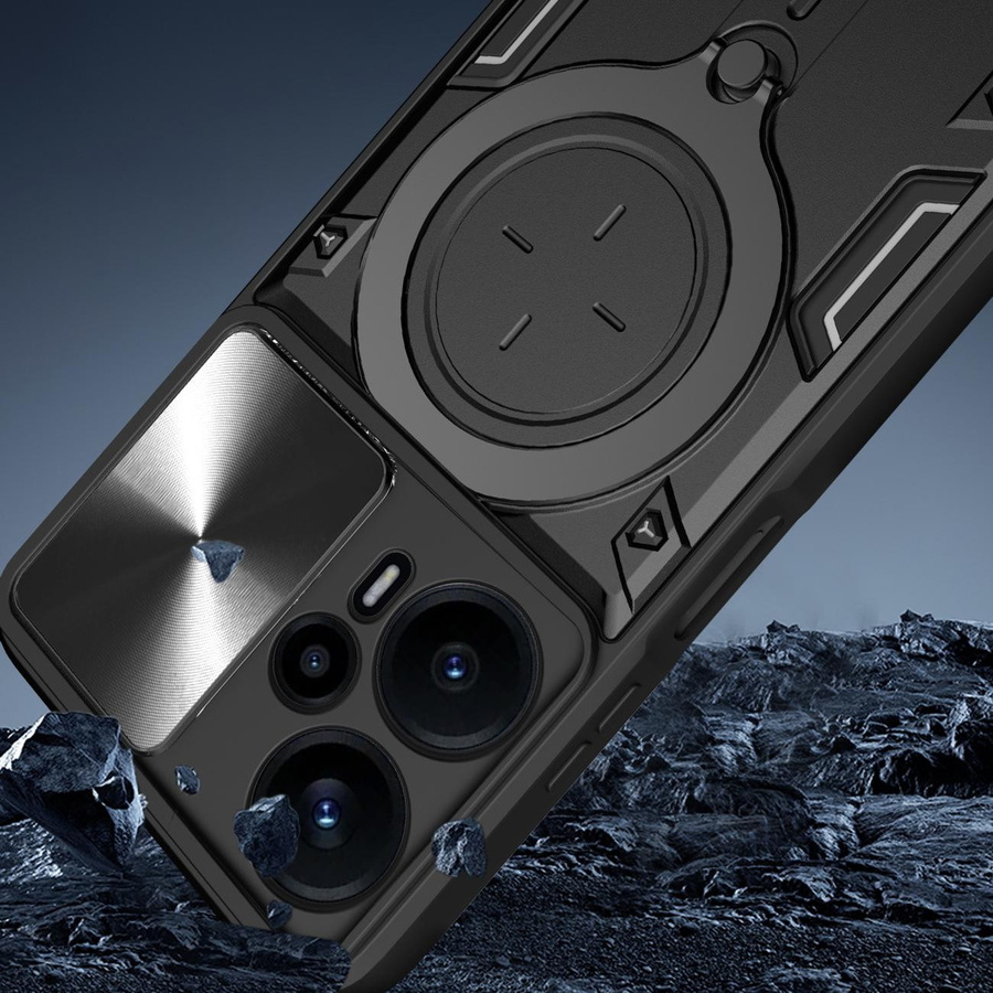 Magnetischer Ring Kameralinsenschutz und Handyhülle für Xiaomi Poco F6 Pro F5 Pro F3 GT C40 in Schwarz - Bild 2