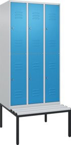 C+P Doppelstock-Spind Classic PLUS Sitzbank mit 3 Abteilen und Zylinderschloss, B/T/H: 212,0 x 90,0 x 81,5 cm - Bild 1