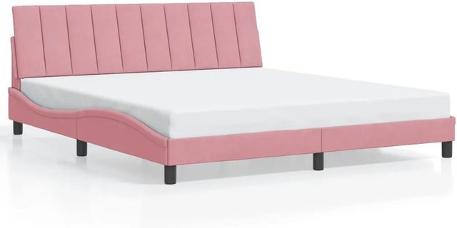 vidaXL Bettgestell Hanko in Rosa mit Kopfteil aus Samt und Sperrholz, B/T/H: 180 x 200 cm - Bild 1