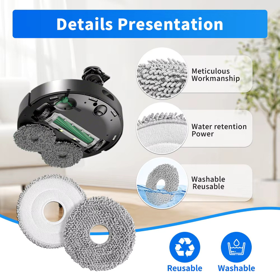 Waschbares Mopptuch für iRobot Roomba Plus 405 Combo, Roomba Plus 505 Combo und Dreame X40 Master Roboterstaubsauger Zubehör - Bild 3