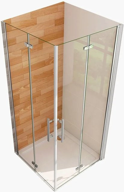 Duschparadies Duschkabine Eckeinstieg mit Falttüren und Pendeltür aus 6mm Nano Glas, Farbe Transparent/Silber, B: 80 cm, T: 76 cm, H: 195 cm - Bild 1
