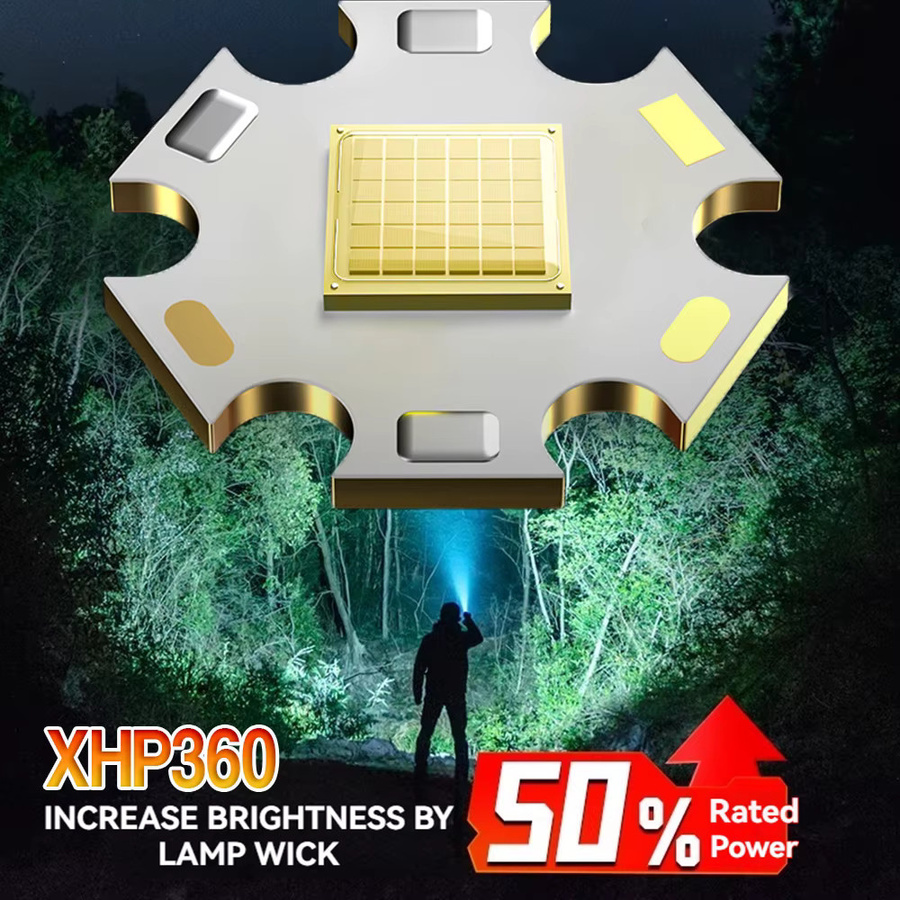 KENSUN LED Taschenlampe mit XHP360, USB-wiederaufladbar, zoombar, Schwarz - Bild 2