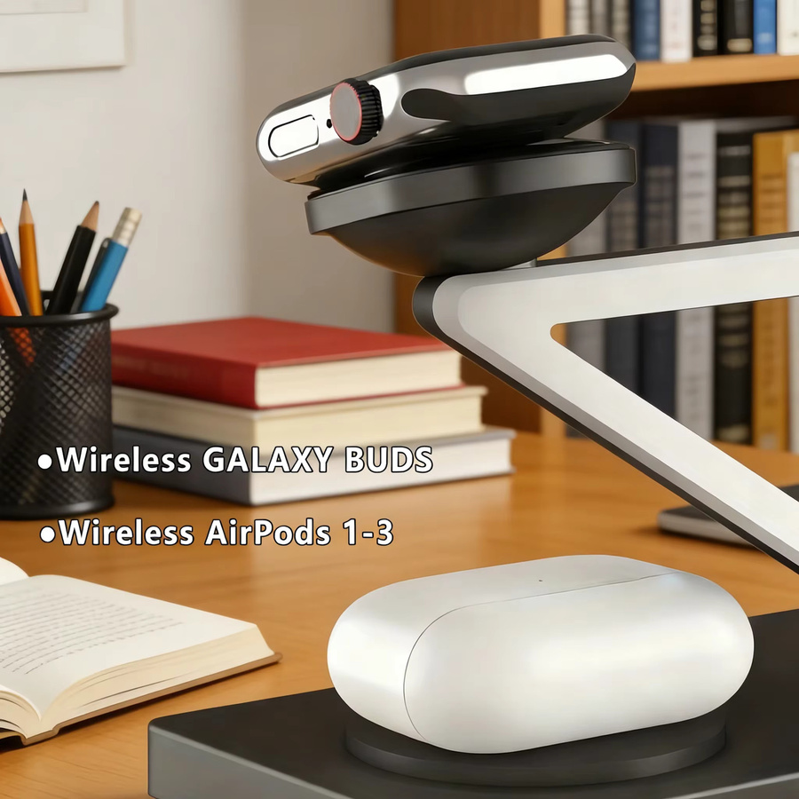 TIMESS 3-in-1 Drahtlose Ladestation mit 15 W Schnellladung für iPhone, Apple Watch und AirPods - Bild 2