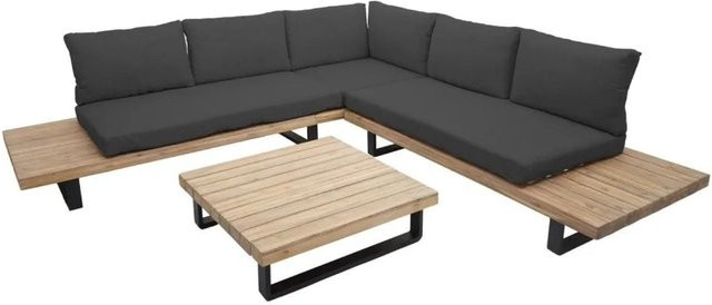 MCW Garten-Garnitur H54 Lounge-Set aus Akazienholz und Alu in Hellbraun mit dunkelgrauen Polstern - Bild 2