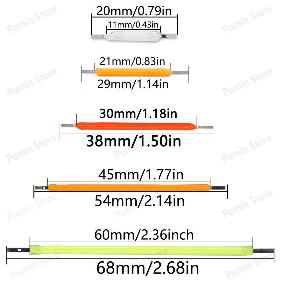 10 Stück LED-Filament Edison Diodenbeleuchtung DC3V in sechs Farben (Warmweiß 2200K, Rot, Grün, Blau) - Bild 1