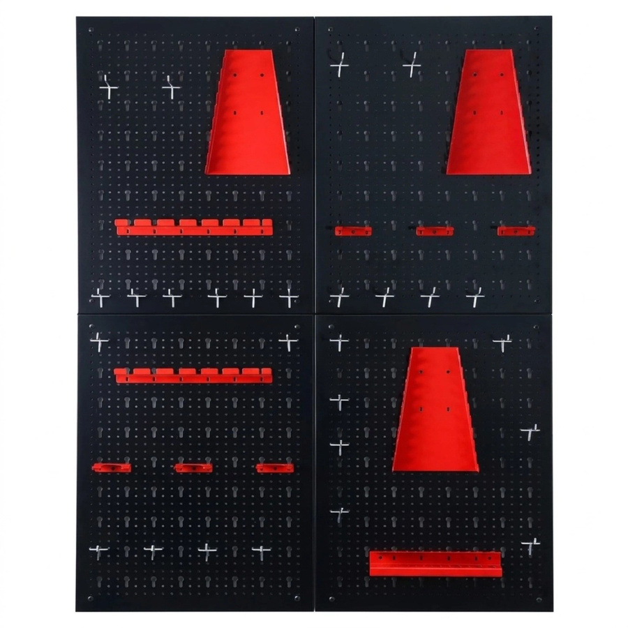Relaxdays Werkzeuglochwand aus Stahl in Schwarz und Rot mit 43-teiligem Zubehör, B/H/T: 60 x 40 x 2 cm - Bild 2