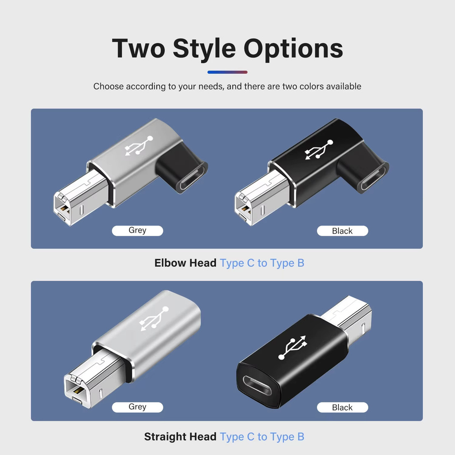 Nnbili USB Typ C auf USB B Adapter, schwarz, Konverter für Scanner, Drucker, MIDI-Controller und Tastaturen - Bild 4