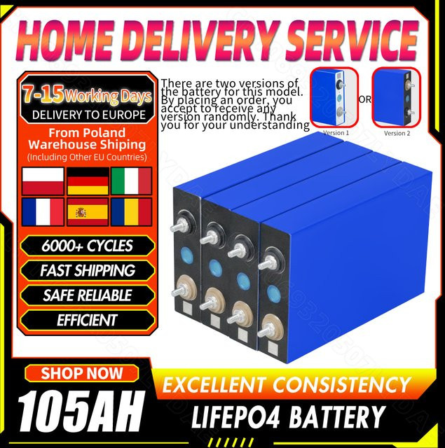 Fullfutura LiFePO4 Batterie Klasse A 3,2 V 105 Ah Lithium-Eisenphosphat-Zelle für Golfwagen, Haushalt und EV - Bild 1