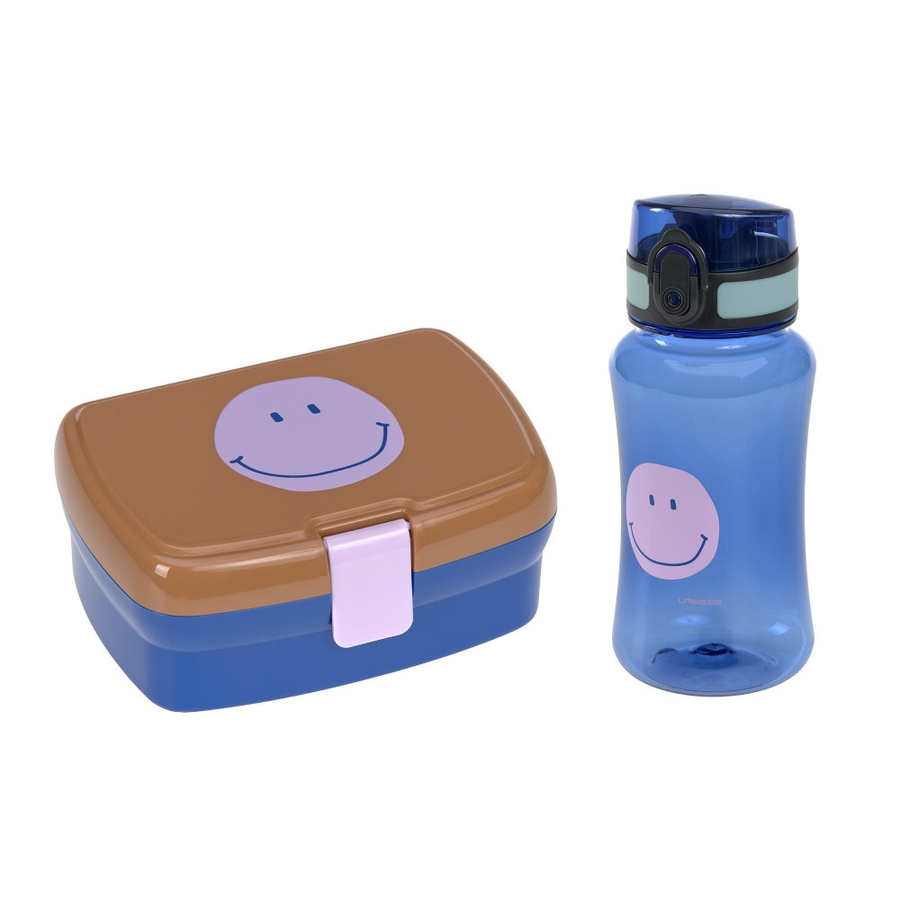 Lässig Lunch Set Little Gang Smile in Caramel und Blue mit Unterteilungen und auslaufsicherem Deckel - Bild 1